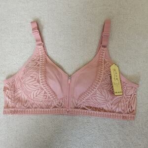 NWT Youxianya Front Zip Closure 46/105 Bra Lace Salmon Color